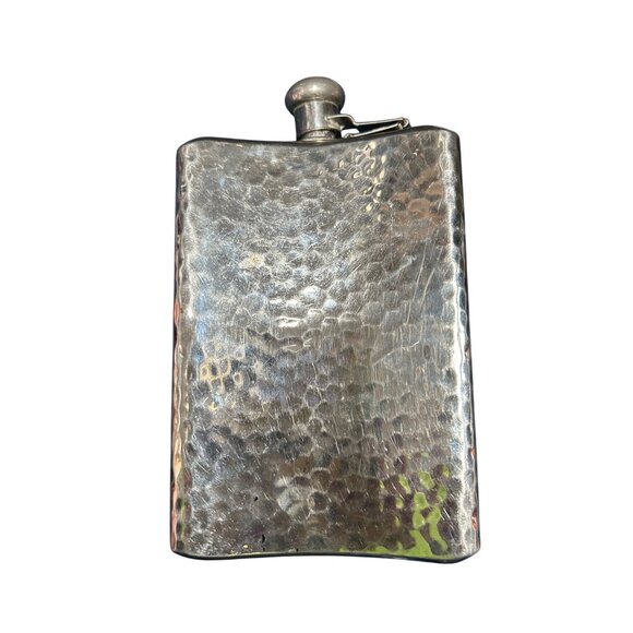 Flask Hammered Chromed Brass Circa Pre WW2 Twist Top Vintage German Co Marked - Picture 2 of 6